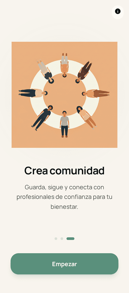 Pantalla de iniciación en Sensia